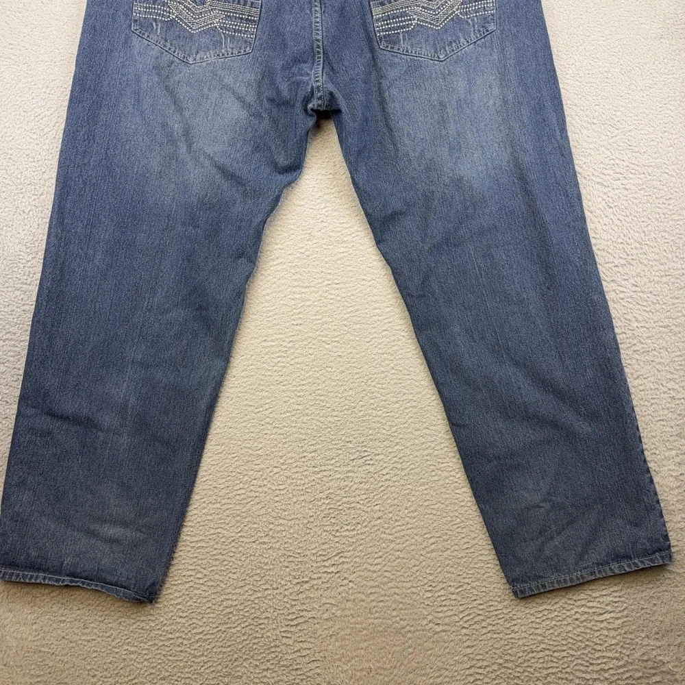 Jinzu Jeans Mens 44x32 Blue‎ Relaxed Fit Straight Denim Studded Back 46 Tag